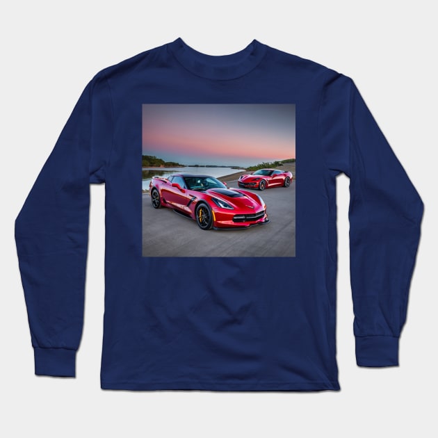 Red Corvette Long Sleeve T-Shirt by JimDeFazioPhotography